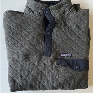 Patagonia Charcoal Quilted organic cotton 3/4 Snap Pullover